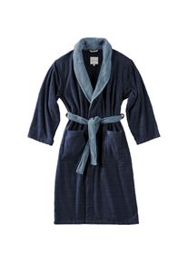 Tom Tailor Unisex-Bademantel »Wellness«, (1 St.), für Damen & Herren, farblich abgesetzter Kragen, Hoch/Tief-Webtechnik blau navy Bademantel mit...