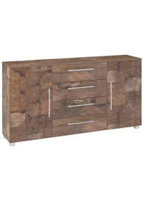 Schildmeyer , Kommode, Breite 155,6 cm , braun , panamaeichefb. , Masse (B/T/H): 155,6/35/81,4 cm