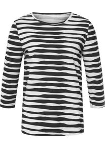 Damen 3/4-Arm-Shirt mit 3/4-Ärmeln schwarz-weiss-geringelt