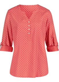 Damen Schlupf-Bluse koralle-weiss-bedruckt