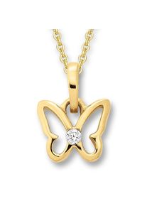 ONE ELEMENT Kettenanhänger »Zirkonia Schmetterling Anhänger aus 333 Gelbgold«, Schmetterling goldfarben gold Mit Liebe gefertigt aus 333 Gelbgold