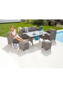 Konifera Gartenlounge-Set »Amsterdam«, (16 tlg.), 3er Sofa, 2 Sessel, 2 Hocker, Tisch, Polyrattan beige