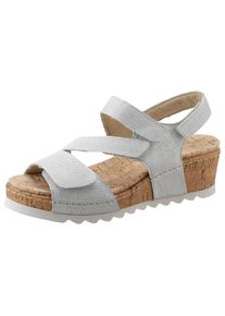 Waldl&auml;ufer WALDL&Auml;UFER Sandalette &raquo;H-Marla&laquo;, mit strukturierter Oberfl&auml;che, H-Weite silberfarben 5,5 (38,5) Mit praktischen Klettverschl&uuml;ssen