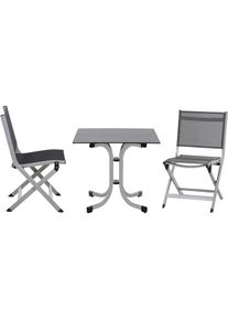 siena GARDEN Balkonset »Tesoro / Sola«, (Set, 3 tlg.), Set, 3-tlg, bestehend aus 2 Sesseln und 1 Tisch grau, dark stone, silber