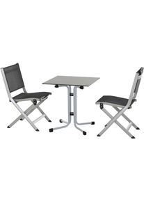 siena GARDEN Balkonset »Tesoro / Sola«, (Set, 3 tlg.), Set, 3-tlg, bestehend aus 2 Sesseln und 1 Tisch grau, dark stone, silber