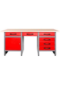 ONDIS24 Werkbank »Harry«, (Set), ca. 160 cm, höhenverstellbar rot rot/anthrazit