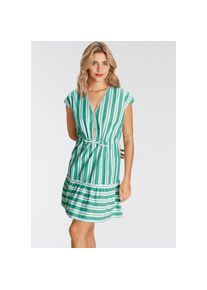 AJC Volantkleid, (mit Bindegürtel) grün 34 N-Gr grün-weiß Ärmelloses Sommerkleid mit breitem Volant-Ansatz am Saum von AJC