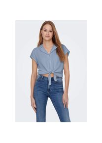 Only Hemdbluse »ONLTHYRA CAPSLEEVE KNOT SHIRT WVN.« blau XS (34) Blue Blizzard Shirt von Only