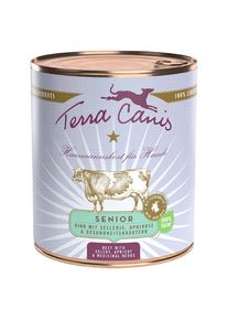 6x 800g Senior Getreidefrei Rind mit Sellerie, Aprikose und Gesundheitskräutern Terra Canis Nassfutter für Hunde