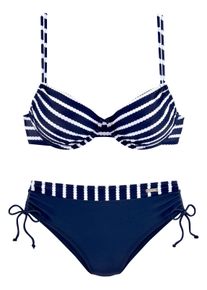 Lascana Bügel-Bikini, mit Höherer Geschnittener Bikini-Hose Blau, Größe 36