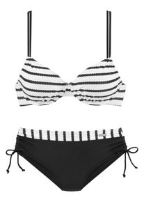 Lascana Bügel-Bikini, mit Höherer Geschnittener Bikini-Hose Schwarzweiss, Größe 36