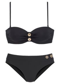 Vivance Bügel-Bandeau-Bikini, mit Edlen Zierknöpfen Schwarz, Größe 32