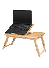 Casaria® Laptoptisch aus Bambus mit Belüftungslöchern & Schublade