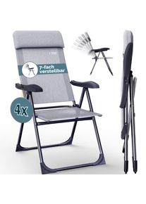 Casaria® Gartenstuhl 4er-Set Grau meliert Alu klappbar