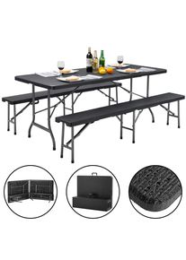Casaria® Bierzeltgarnitur Malmö 3-tlg. Schwarz