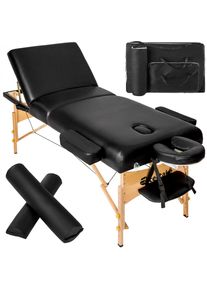 TecTake 3 Zonen Massageliege-Set Somwang mit 7,5cm Polsterung, Rollen und Holzgestell - schwarz
