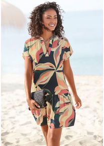 s.Oliver Witt Damen Blusenkleid, marine-koralle bedruckt, Größe 34, 100% Viskose