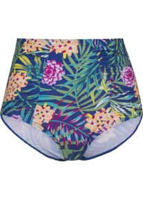 Damen Bikini-Hose mit Raffung royalblau-bedruckt