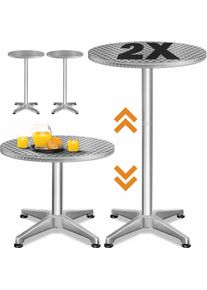 Casaria® Stehtisch 2er-Set Silber Alu Ø60cm höhenverstellbar