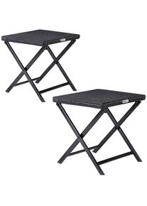 Casaria® Polyrattan Klapphocker Rom 3in1 2er-Set Schwarz