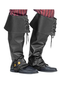 Widmann Couvre-bottes de pirate noirs, aspect cuir