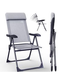 Casaria® Gartenstuhl 2er-Set Grau meliert Alu klappbar