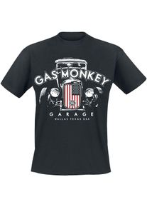 Gas Monkey Garage US Flag Grill T-Shirt schwarz