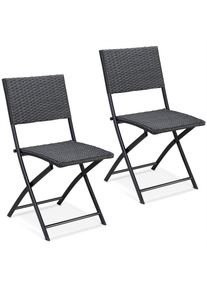 Casaria® Polyrattan Klappstuhl Rom 2er-Set Schwarz