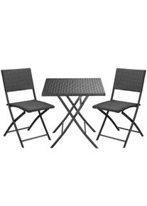 Casaria® Polyrattan Gartensitzgruppe 3-tlg. Schwarz