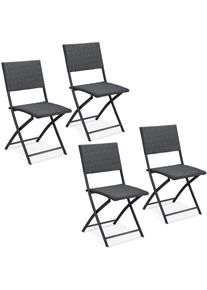 Casaria® Polyrattan Klappstuhl Rom 4er-Set Schwarz