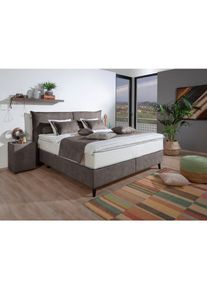 ADA Trendline Boxspringbett »Minoa«, Kopfteil in Kissenoptik inklusive Matratze und Kaltschaum-Topper grau quarzgrau GDU 19