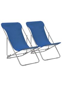 vidaXL Klappbare Strandstühle 2 Stk. Stahl und Oxford-Gewebe Blau