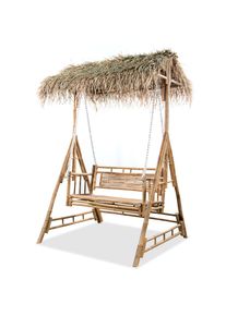 vidaXL Hollywoodschaukel 2-Sitzer mit Palmblättern Bambus 202 cm