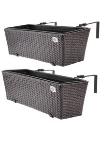 Casaria® Polyrattan Blumenkasten 2er-Set Braun