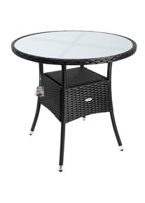 Casaria® Polyrattan Tisch Schwarz Ø80cm