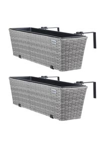 Casaria® Polyrattan Blumenkasten 2er-Set Grau