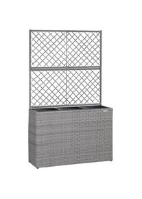 Casaria® Polyrattan Blumenkasten mit Rankgitter Grau