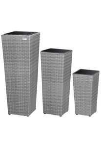 Casaria® Polyrattan Blumentopf 3er-Set Grau