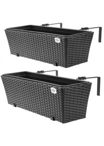 Casaria® Polyrattan Blumenkasten 2er-Set Schwarz
