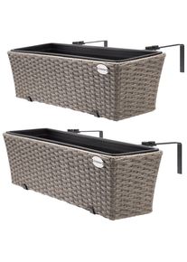 Casaria® Polyrattan Blumenkasten 2er-Set Creme