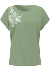 Damen Rundhalsshirt mit zartem Blumenprint eucalyptus-ecru