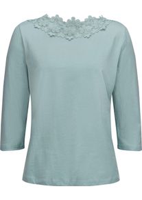 Damen 3/4-Arm-Shirt mit transparenter Bl&uuml;ten-Spitze kalkmint