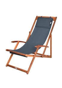 Casaria® Sonnenliege Anthrazit Akazienholz 94x60x94cm