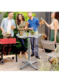 Casaria® Stehtisch Silber Edelstahl/Alu Ø60cm klappbar, höhenverstellbar