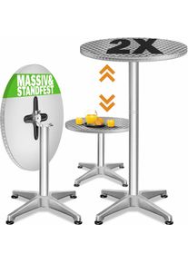Casaria® Stehtisch 2er-Set Silber Alu Ø60cm klappbar, höhenverstellbar