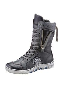 Kacper Winterstiefel, mit Zier-Reißverschluss blau 36 dunkelblau-grau-used Schnürstiefel mit Innenreißverschluss und modischem Druck