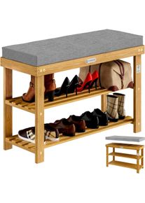 Casaria® Schuhbank FSC®-zertifiziertes Akazienholz 90x30x48cm