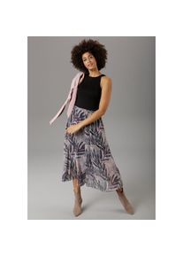 Aniston SELECTED Sommerkleid, im Jungle-Print lila 46 N-Gr schwarz-mauve-lila-beere-dunkelgrün-grün Midikleid im modischen Tropical-Print