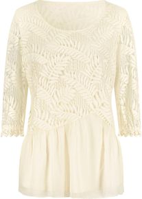 Damen Chiffonbluse mit Baumwoll-Spitze champagner
