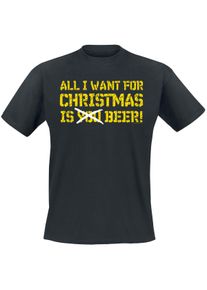 Alkohol & Party All I Want For Christmas Is Beer T-Shirt schwarz